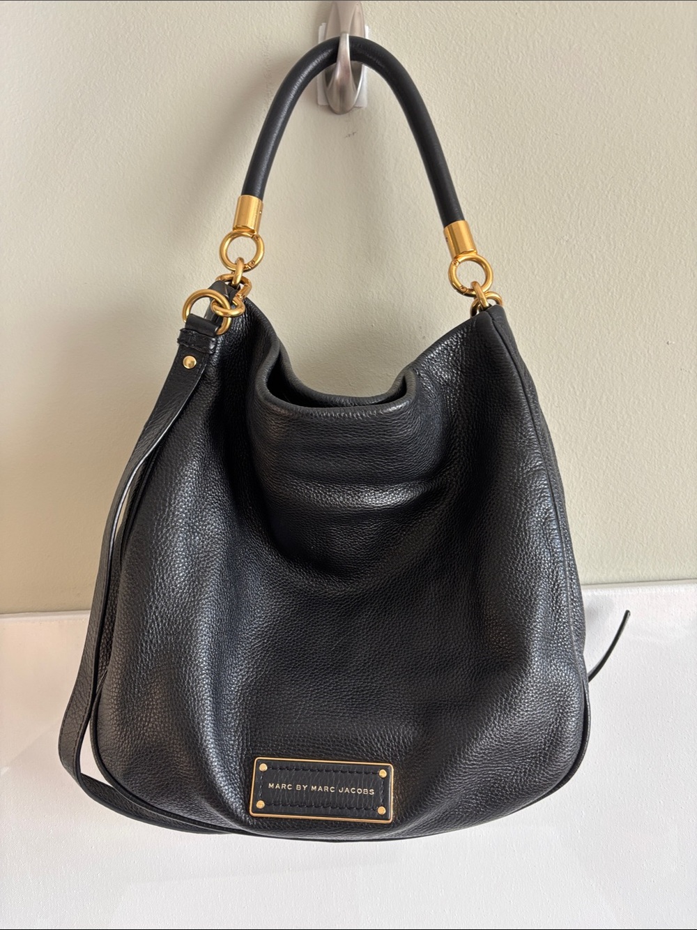 Marc by Marc Jacobs Black Leather Hobo with Gold Hardware